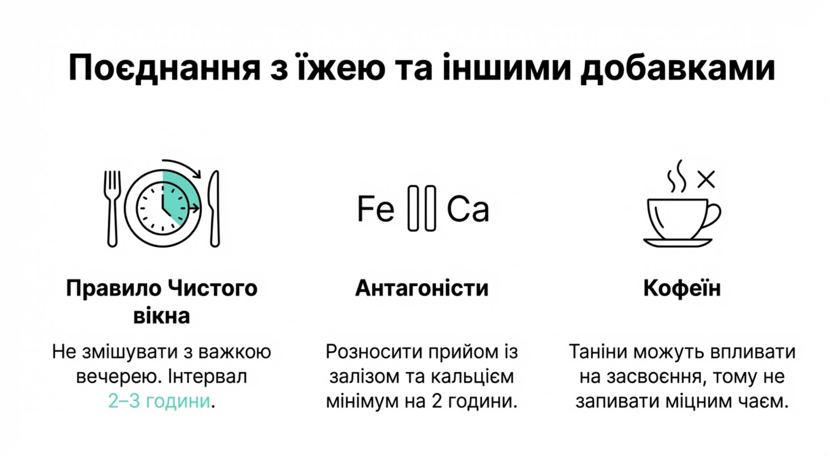 Поєднання з їжею і іншими добавками