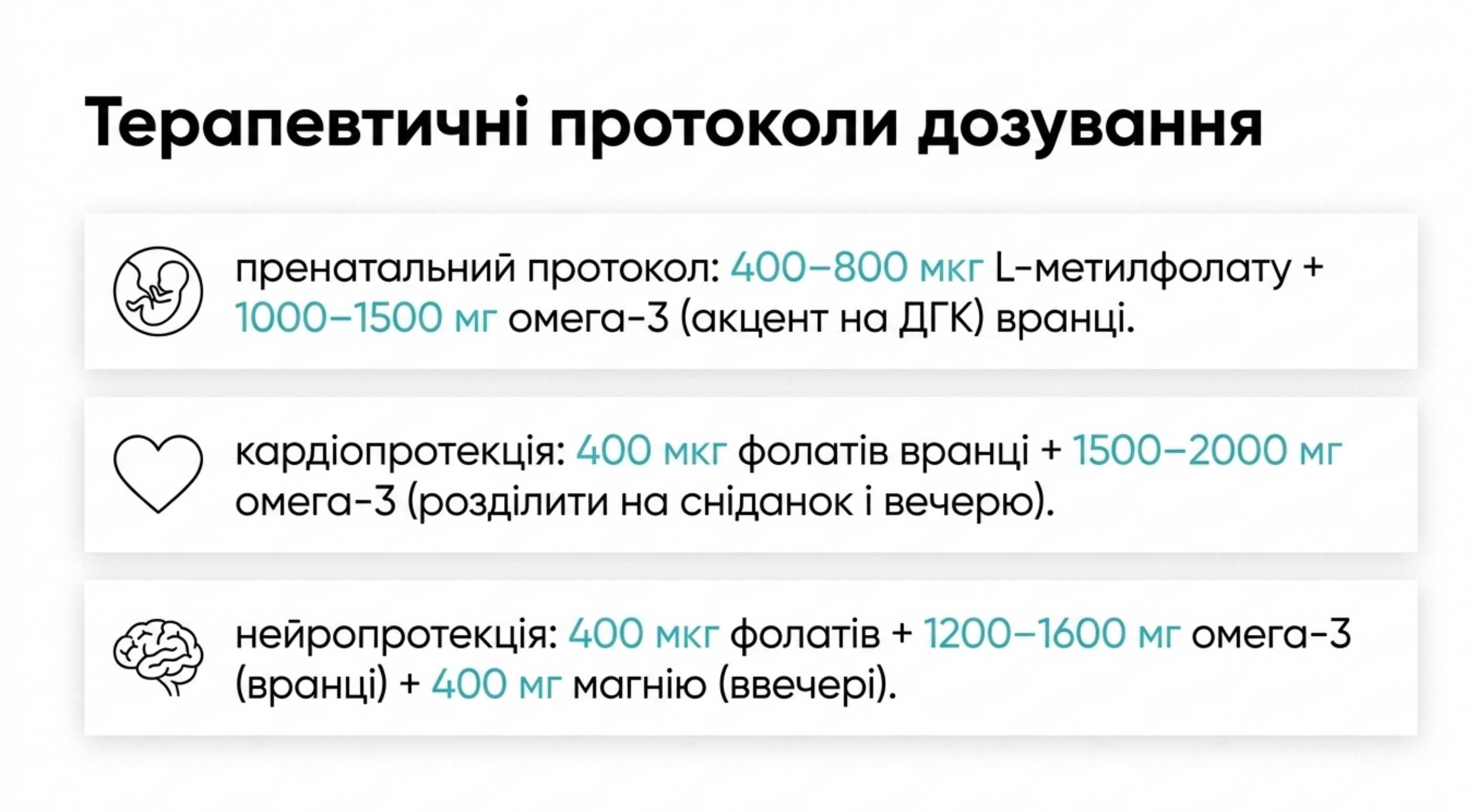 Терапевтические протоколы дозирования