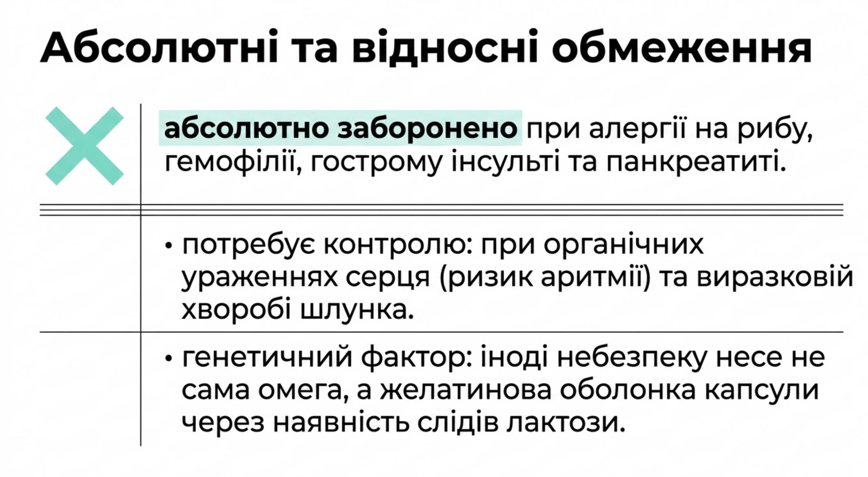 Абсолютные и относительные ограничения. Противопоказания для приема омега 3